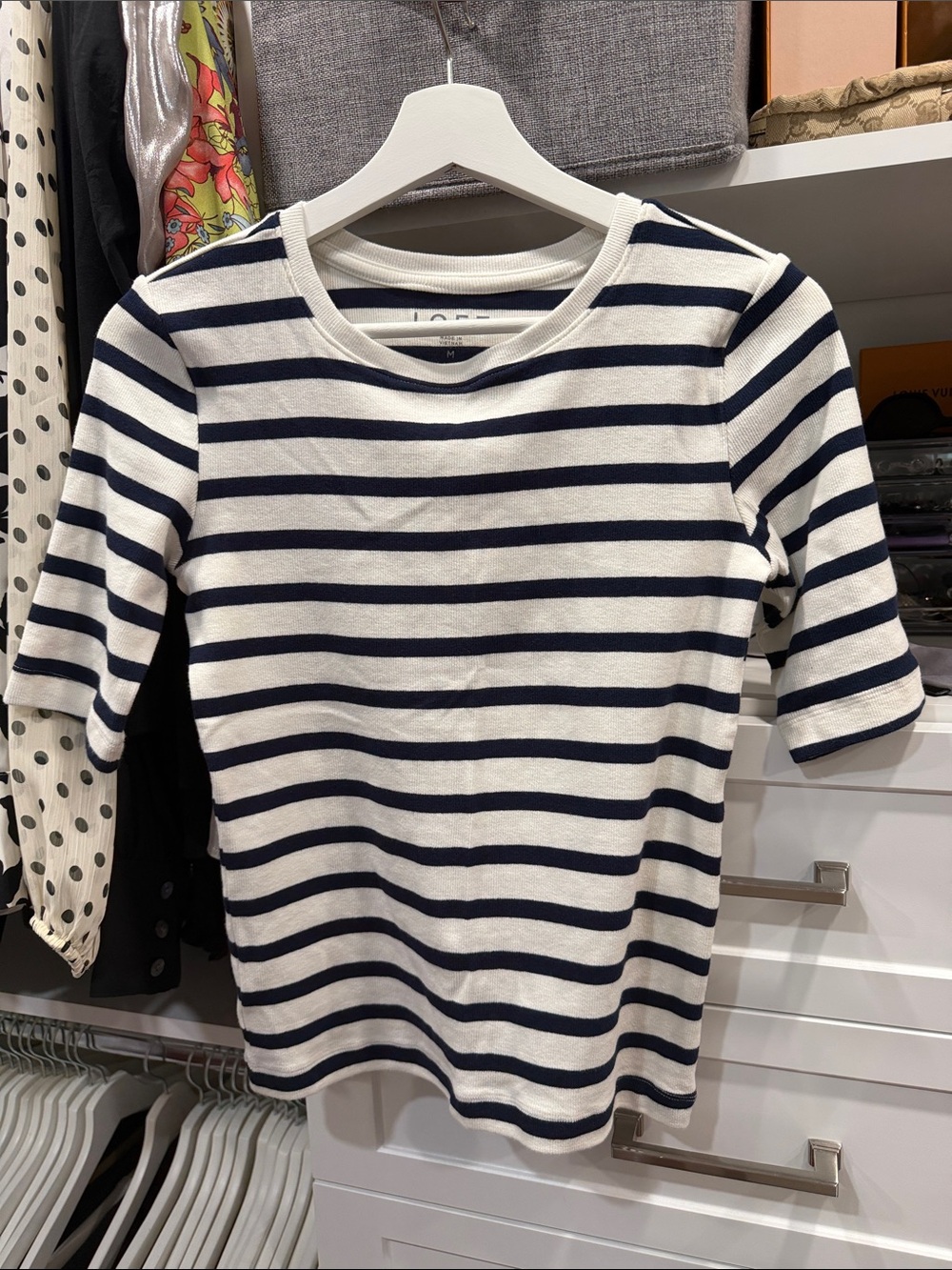 Loft Striped Navy & White Top